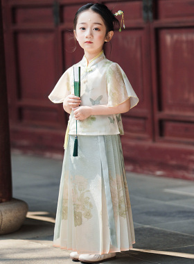 中国风马面裙女童夏季连衣裙洋气儿童宝宝汉服夏款新中式套装裙子