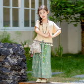 儿童汉服洋气时尚 新款 潮流小女孩中国风两件套 夏装 女童民族风套装