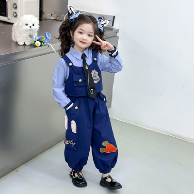 女童兔子警官三件套装春秋新款