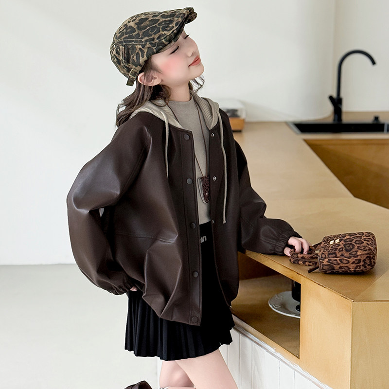 女童皮衣2025新款秋装儿童洋气时髦中大童韩系可拆卸连帽皮衣外套,童装/婴儿装/亲子装,夹克/皮衣,淘宝优惠券,粉丝福利购,淘宝优惠卷