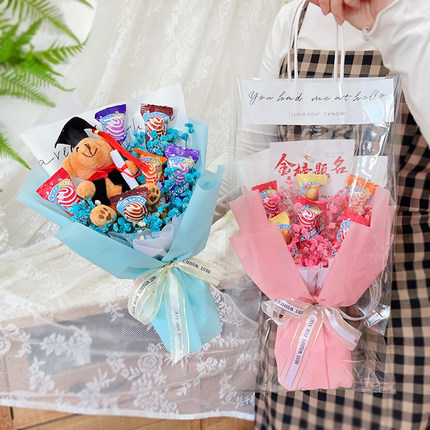 糖果花束小熊阿尔卑斯棒棒糖零食成品送男女小孩儿童毕业生日礼物