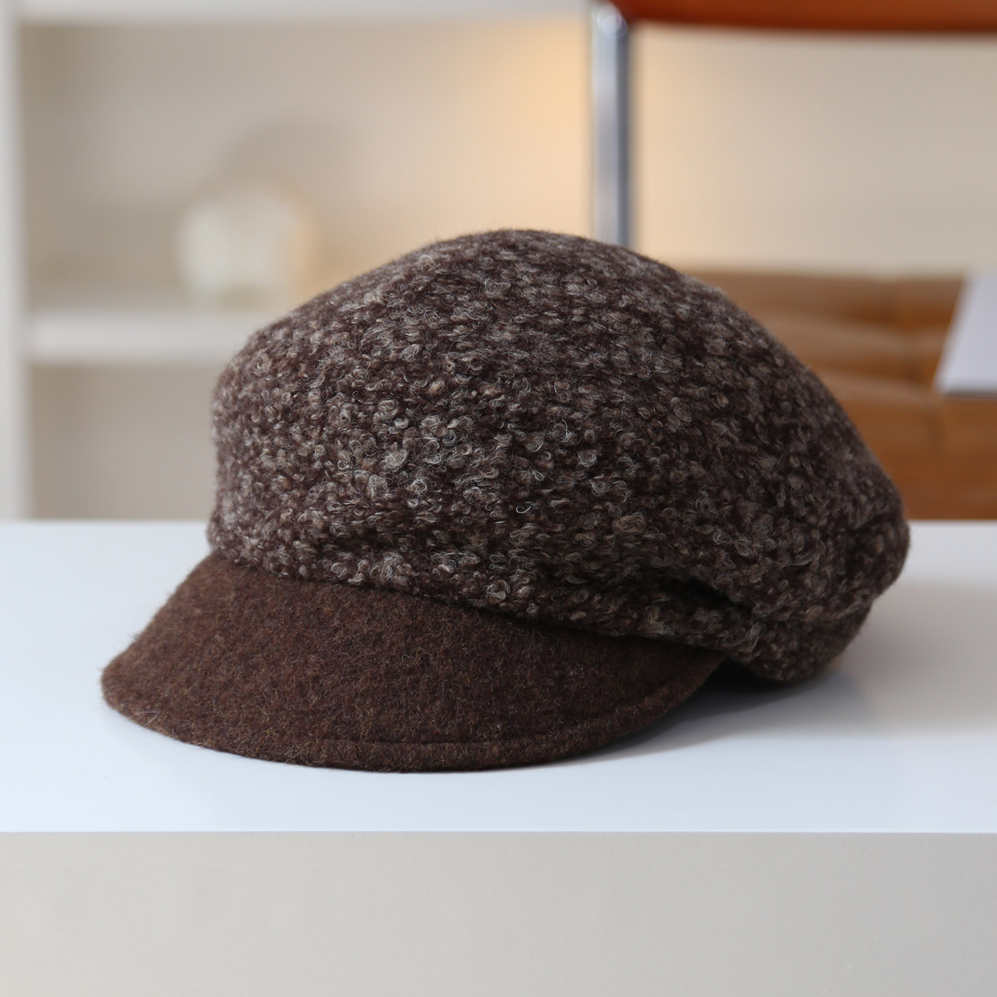 慵懒个性~毛圈秋冬报童帽