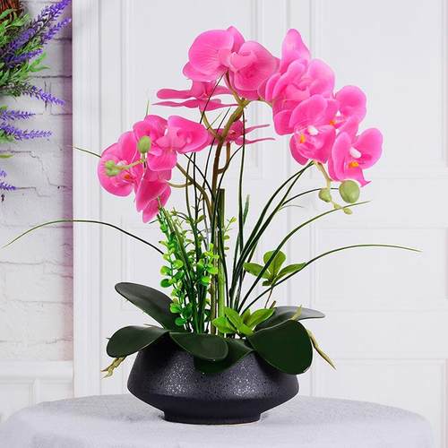 新品手感蝴蝶兰仿真花摆件家居客厅室内餐桌假花装饰花艺厂家