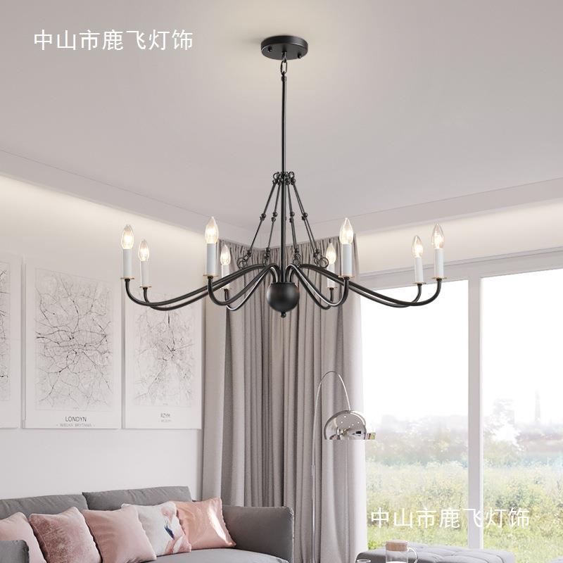 美式复古风蜡烛吊灯法式田园风别墅客厅卧室温馨餐厅酒店装饰吊灯