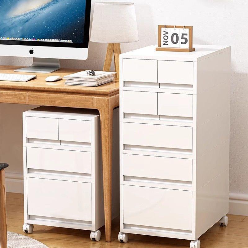 收纳柜抽屉式办公室A4文件储物柜家用桌面双层收纳架可移动置物柜