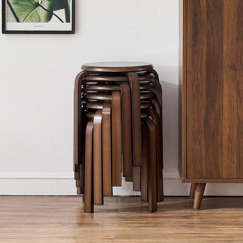 新实木凳子家用加厚现代简约可叠放餐厅中式圆凳简易餐饮商用餐凳