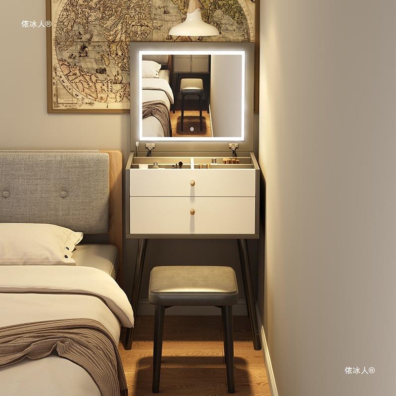 欧式梳妆台现代简约家用翻盖式梳妆桌可储物窄柜收纳柜卧室化妆桌