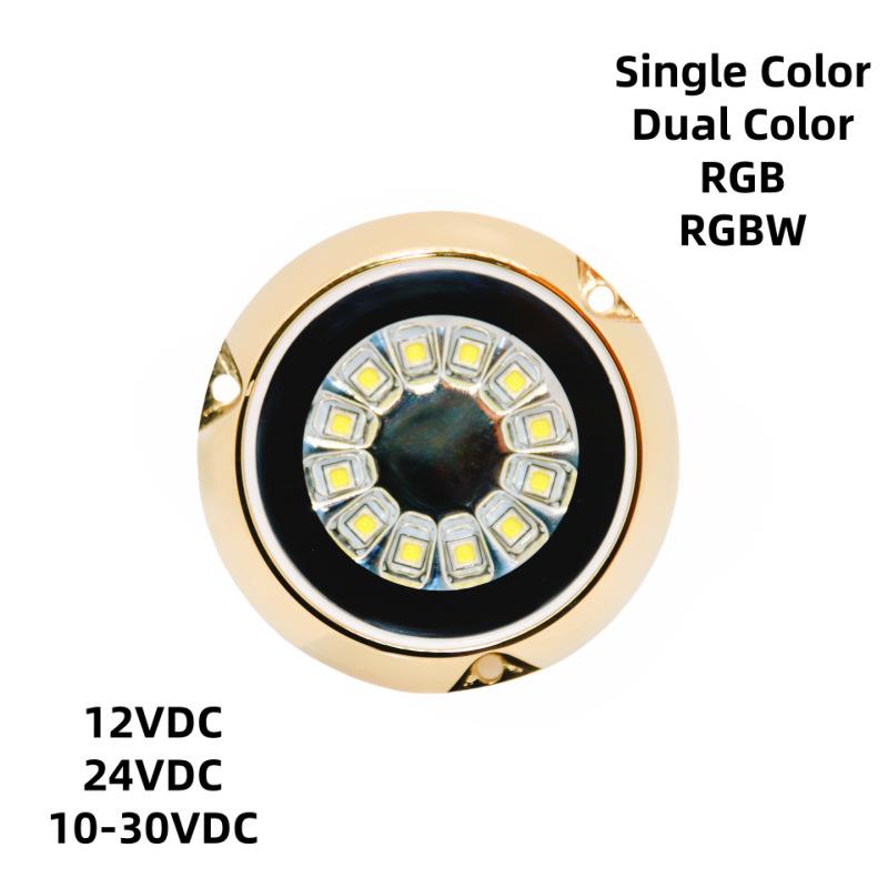 开关控制青铜户外泳池IP68防锈防腐PMW 调光RGB RGBW 船灯游艇灯