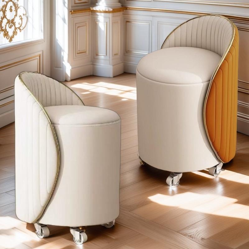 现代简约梳妆凳可移动轮子化妆凳高靠背办公椅商用接待椅子可旋转