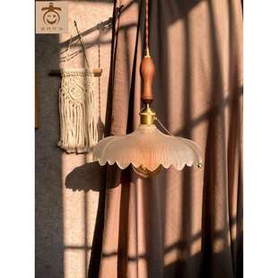 中古风vintage吊灯 莲花玻璃客餐厅书房卧室床头酒吧阳台装饰灯具