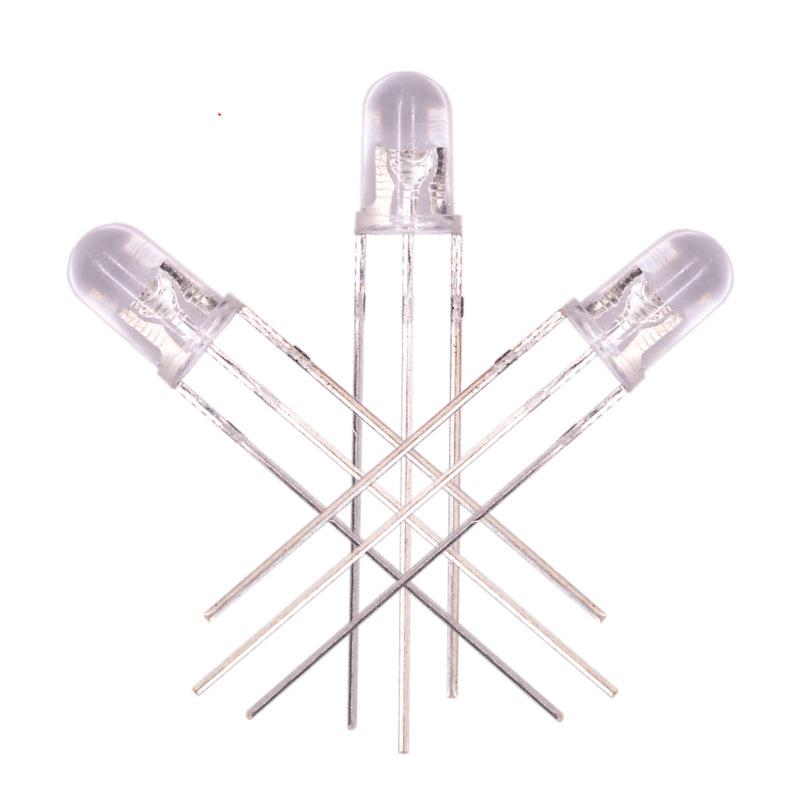 f5红绿双色共阴翠绿圆头三脚发光二极管高亮指示灯5mm直插led灯珠