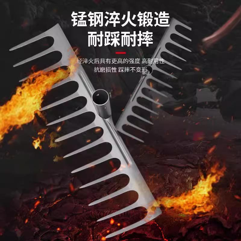 ll德国耙子农具搂草松土不锈钢九齿钉耙农用铁耙子除草挖地扒