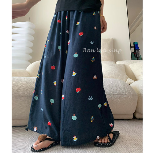 夏季宽松阔腿家居裤可外穿遛弯裤