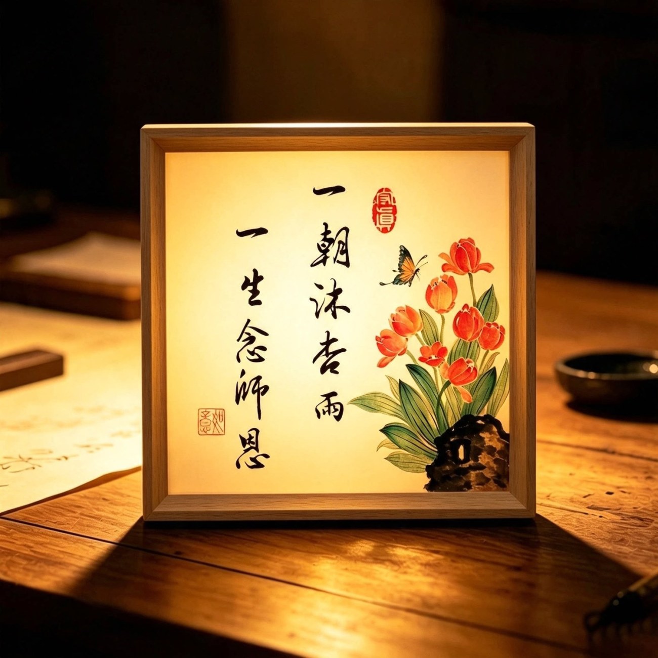 教师节送老师礼物中式复古木质相框书法字画摆台装饰画框桌面摆件