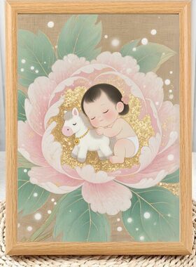 白马送子好孕祝福摆台相框礼物