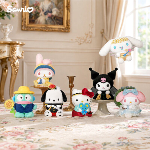 正版三丽鸥名画系列毛绒盲盒库洛米hellokitty帕恰狗周边女孩礼物