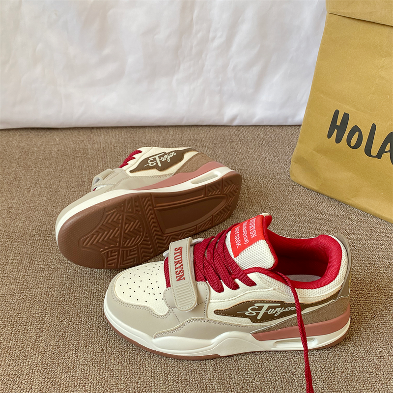 韩版小众米红色气垫板鞋女ins潮2026春季新款百搭运动休闲小白鞋,女鞋,休闲板鞋,淘宝优惠券,粉丝福利购,淘宝优惠卷