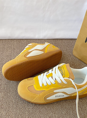 路小七 赛车鞋/黄色薄底德训鞋男女同款2025冬季新款网面透气板鞋