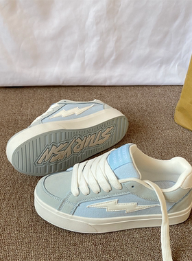 韩版设计感海盐蓝色板鞋女ins潮2026春季新款百搭运动休闲小白鞋