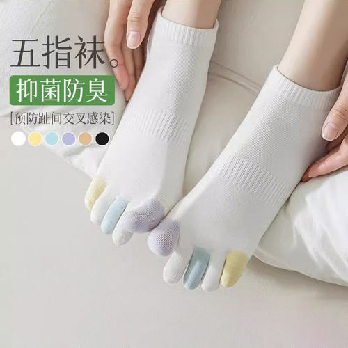 五指袜子女款夏季纯棉透气糖果色