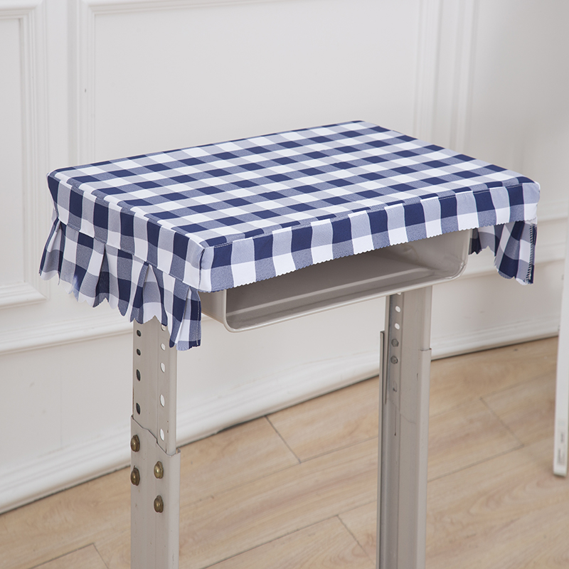 800g格子课桌套定制可爱中小学生桌布学校桌罩幼儿园凳子套定做