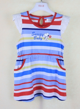 超值清仓 夏新款史努比专柜正品童装 女童韩版针织连衣裙50883