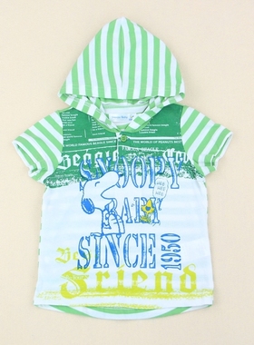 断码清仓 夏新款史努比专柜正品童装 男童上衣短袖连帽T恤50015