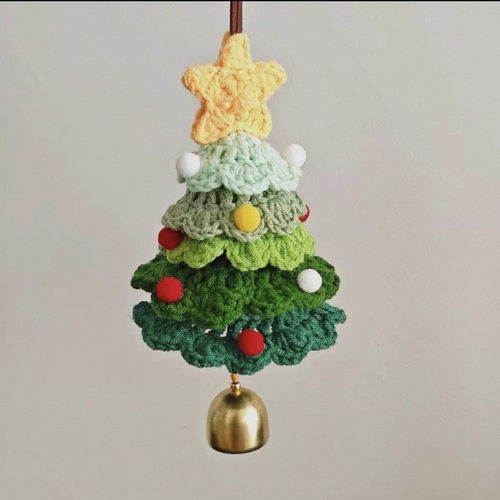 【材料包】手工钩针编织圣诞树车载挂件毛线钩织diy礼物自制成品