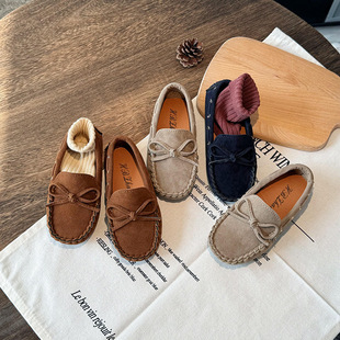 蝴蝶结鞋 男秋季 男宝板鞋 女童休闲豆豆鞋 耐磨 新款 宝宝皮鞋 儿童单鞋