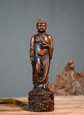 黄杨木雕刻仿古做旧释迦摩尼大日如来佛祖佛像摆件家居供奉工艺品