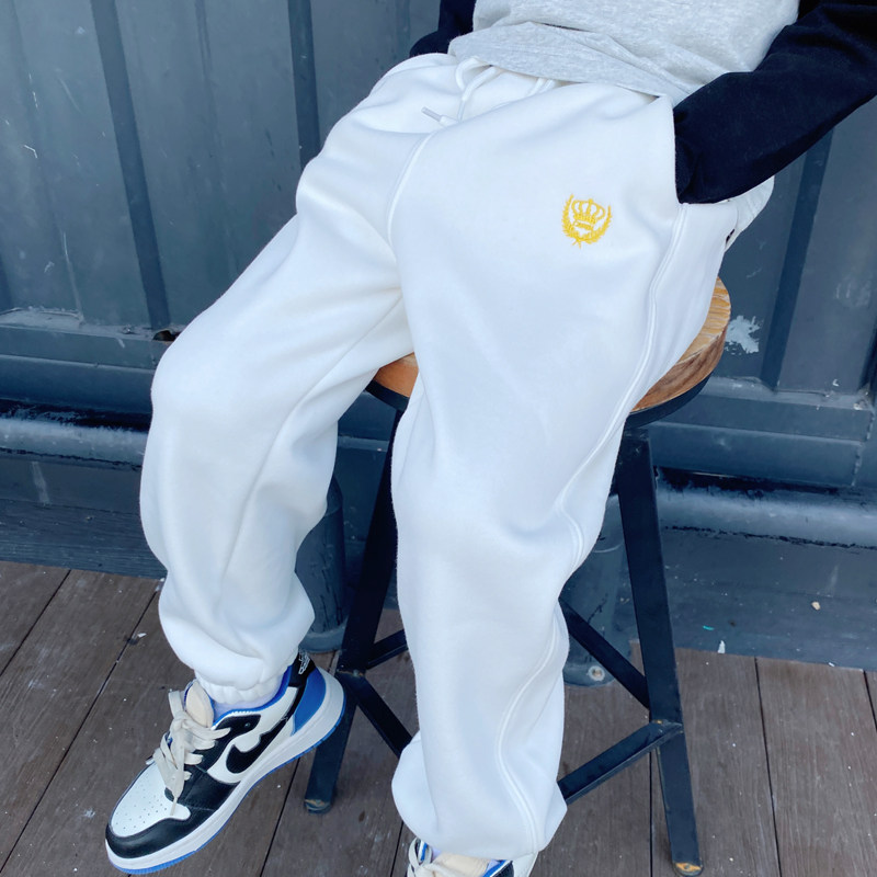 2025新款男童冬季加绒裤子白色运动裤男女中大童休闲卫裤长裤宽松,童装/婴儿装/亲子装,裤子,淘宝优惠券,粉丝福利购,淘宝优惠卷