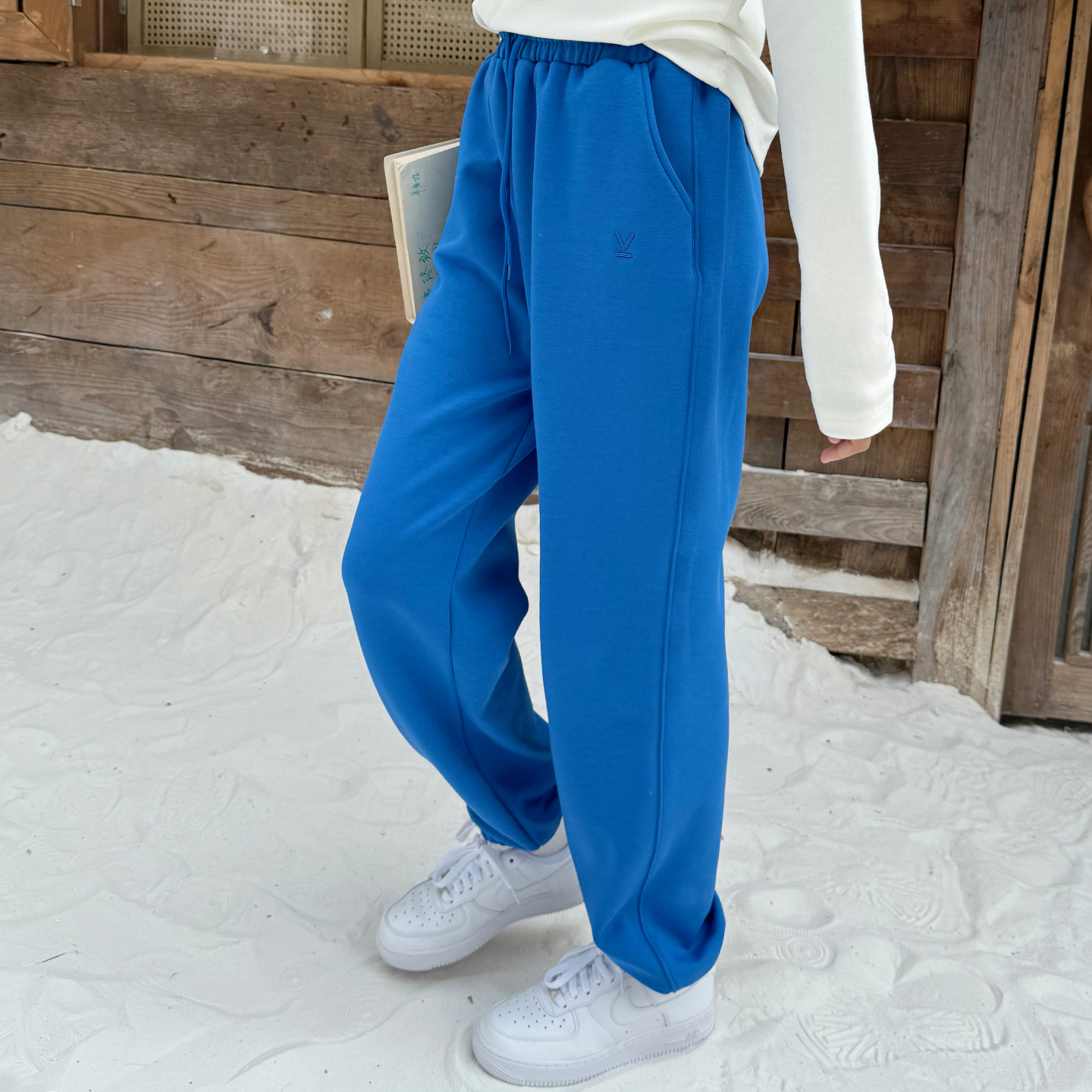 女大童加绒运动卫裤冬季束脚青少年儿童宽松男童韩版休闲长裤蓝色