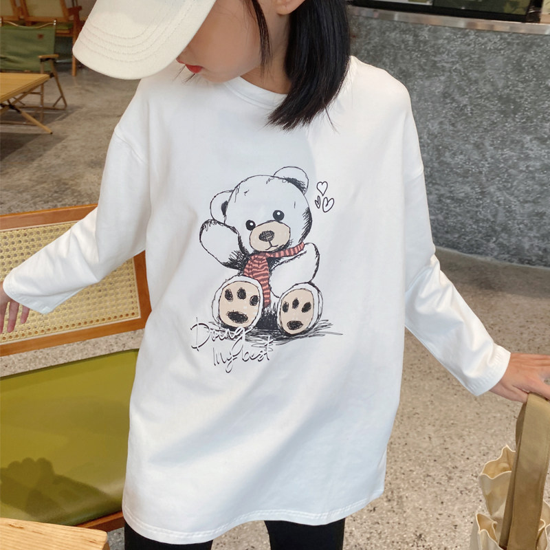 这面料真舒服纯棉女童t恤中长图片