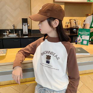 2025秋冬女童中高领打底衫 t恤半高领儿童保暖休闲T恤 中大童潮长袖