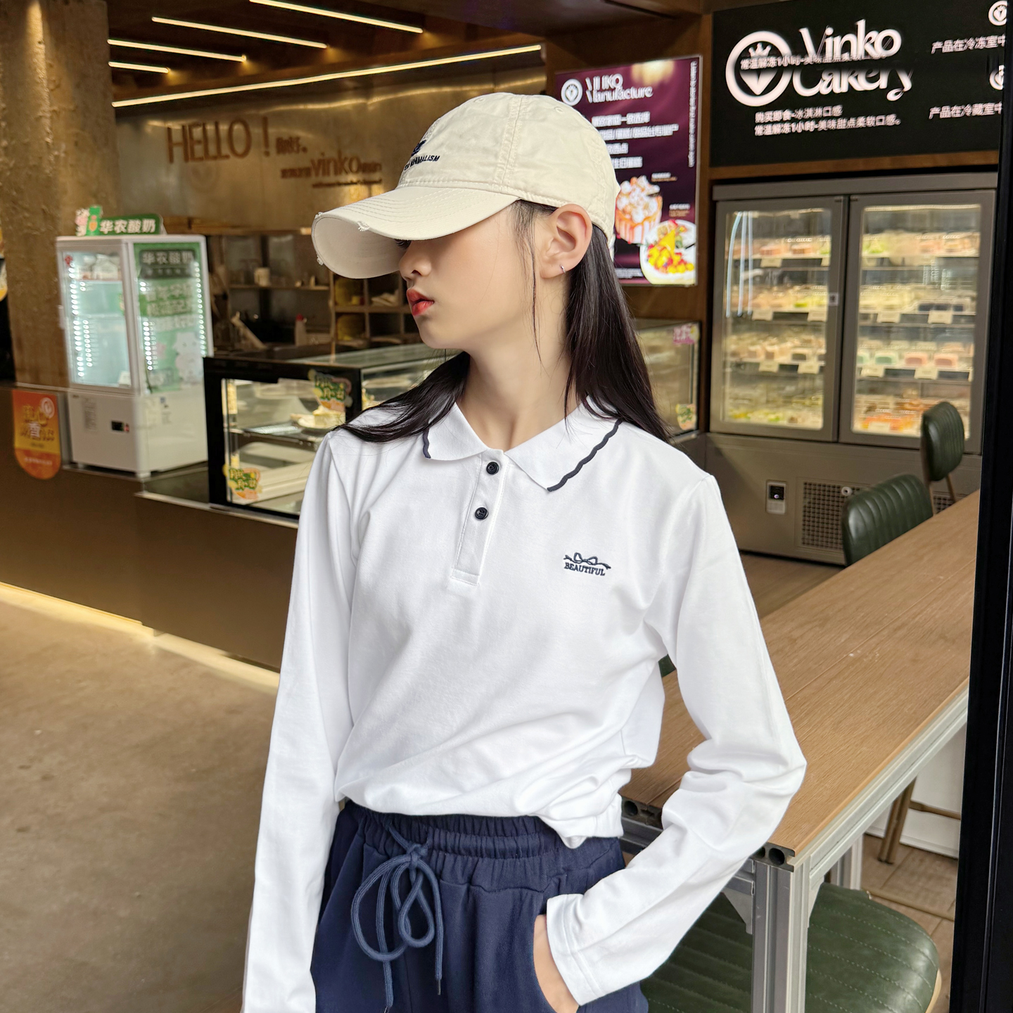 巨好看女童POLO衫长袖春秋新t恤