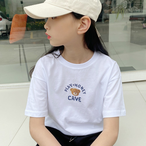 圆领休闲运动短袖女童T恤