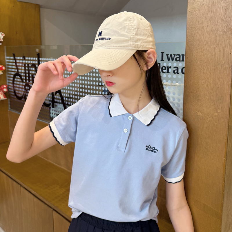 高颜值夏季女童短袖POLO衫珠地棉