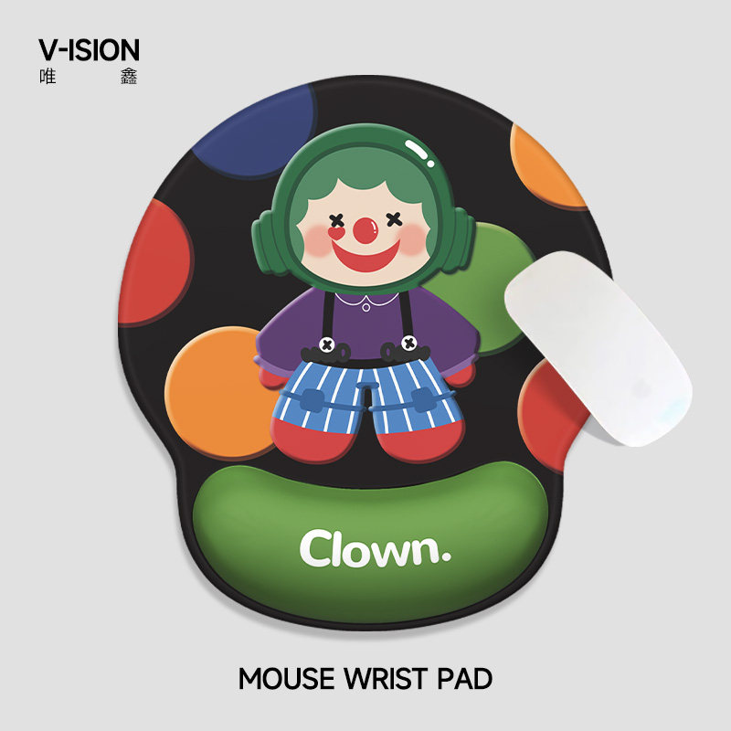 微笑小丑护腕鼠标垫女手腕垫防滑办公室笔记本电脑键盘手托高颜值