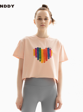 Slenddy限量版春夏圆领爱心印花短袖上衣女休闲运动速干t恤S2201