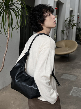 NIN时髦腋下复古通过饺子托特挎包男女月牙通勤松弛感个性hobo潮