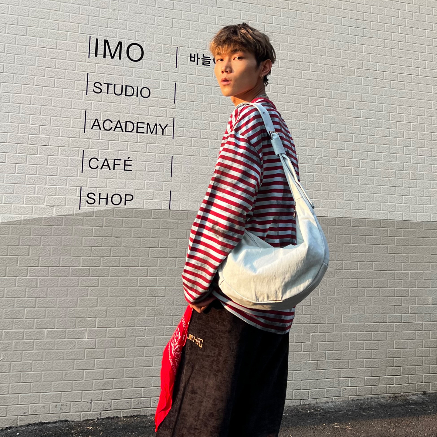 NIN 设计款ins牛仔帆布包腋下街头潮牌月牙饺子包男女街头