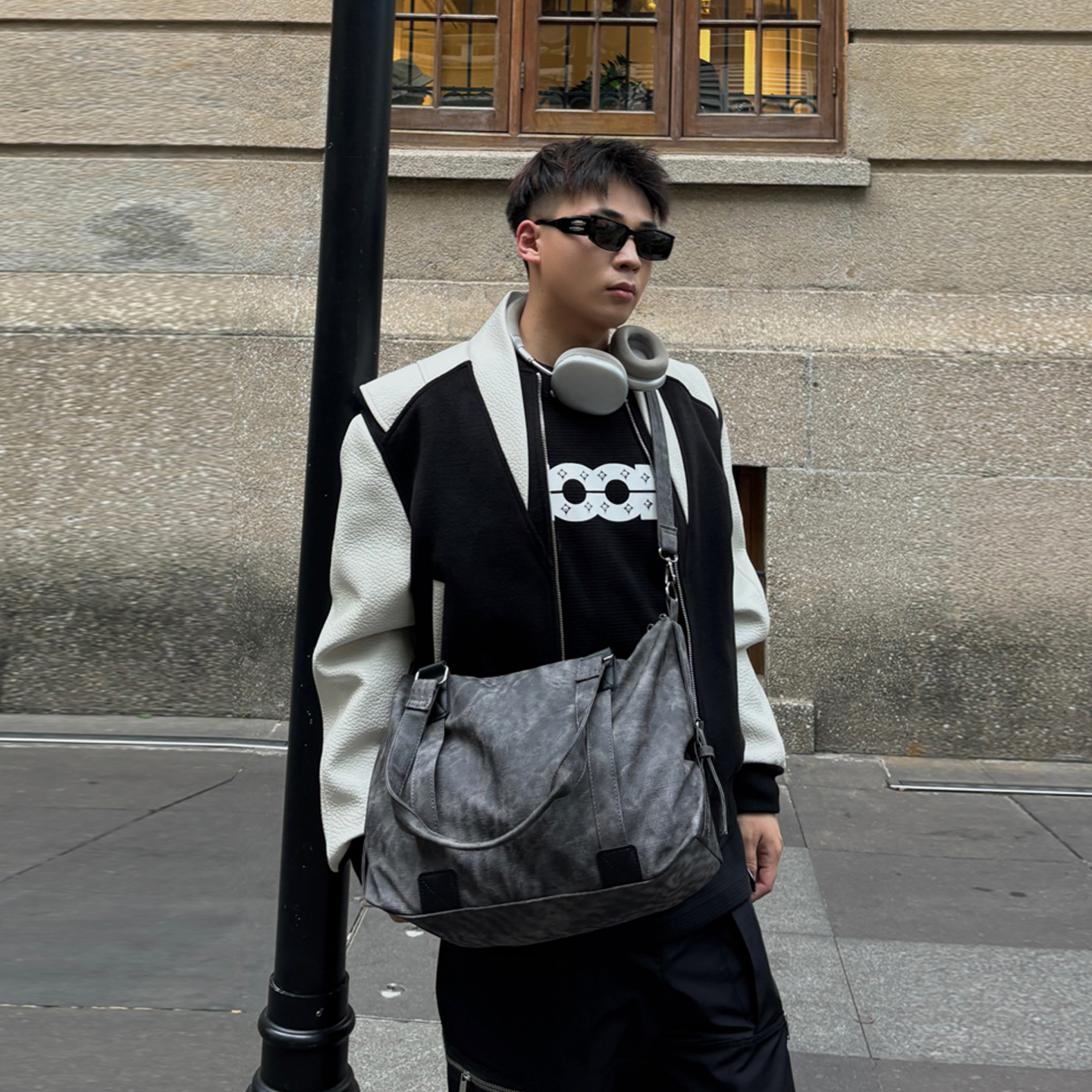 NIN高级感复古单肩腋下手提托特男女暗黑系原宿街头通勤街头手提