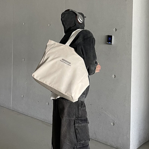NIN街头复古单肩腋下hobo大容量休闲皮质男女生休闲松弛感大包pu