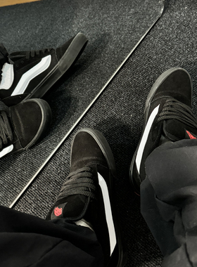 黑武士全黑白色KNU SKOOL面包鞋麂皮男女美式复古板鞋运动休闲鞋