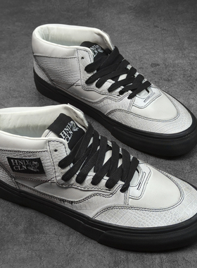 Half cab白色鳄鱼纹真皮做旧美式复古中帮板鞋潮鞋休闲鞋街拍