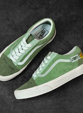 Old Skool绿色刺绣汽车主题KAR LArt麂皮美式复古低帮休闲板鞋