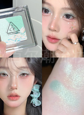 3ce方格眼影三色盘猫薄荷绿色奶芋粉狸花棕黄油摩卡正品2025新款