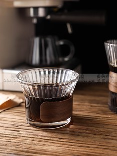 高颜值挂耳式 专用拿铁杯防烫玻璃杯竖纹泡茶杯子家用 冰咖啡杯美式