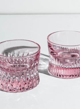 高级感粉色威士忌酒杯冰球洋酒杯高端古典水晶高颜值玻璃杯子小号