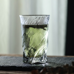 家用威士忌酒杯高颜值个性 冰川纹玻璃杯日式 洋酒杯ins磨砂啤酒杯